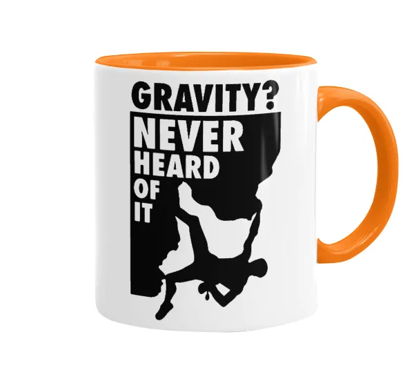Gravity? Never heard of that! — Mug colored orange, ceramic, 330ml