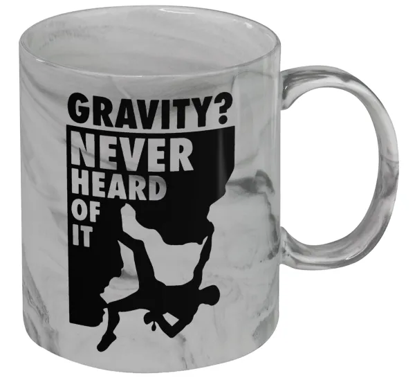 Gravity? Never heard of that! — Κούπα κεραμική, marble style (μάρμαρο), 330ml