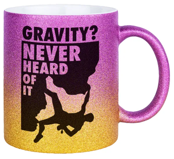Gravity? Never heard of that! — Κούπα Χρυσή/Ροζ Glitter, κεραμική, 330ml