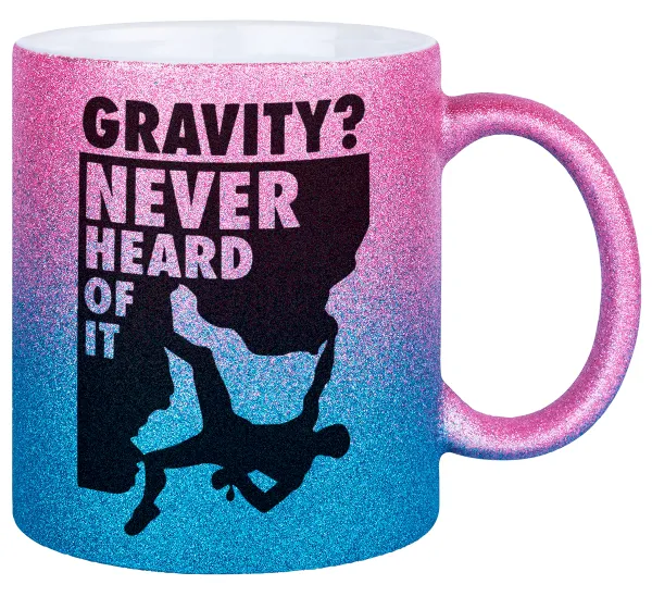 Gravity? Never heard of that! — Κούπα Χρυσή/Μπλε Glitter, κεραμική, 330ml