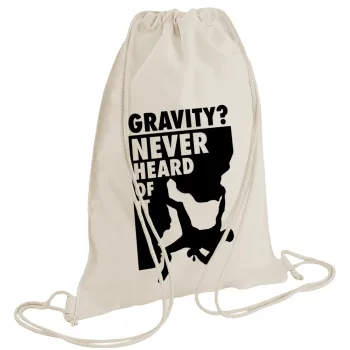 Gravity? Never heard of that!, Backpack bag GYMBAG natural (28x40cm)