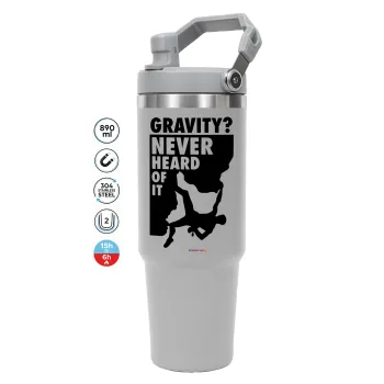 Gravity? Never heard of that!, ΓΚΡΙ χρώματος Θερμός Ανοξείδωτο 890ml (30oz) με χερούλι