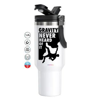 Gravity? Never heard of that!, Mega Tumbler με καπάκι, διπλού τοιχώματος (θερμό) 1,2L