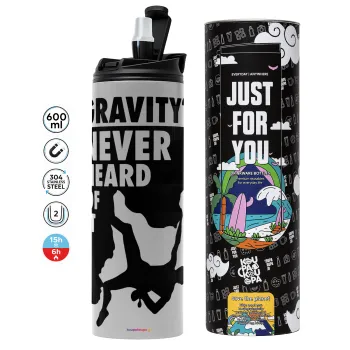 Gravity? Never heard of that!, Tumbler ποτήρι θερμό ΓΚΡΙ από ανοξείδωτο ατσάλι 600ml