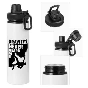 Gravity? Never heard of that!, Metal water bottle with safety cap, aluminum 850ml