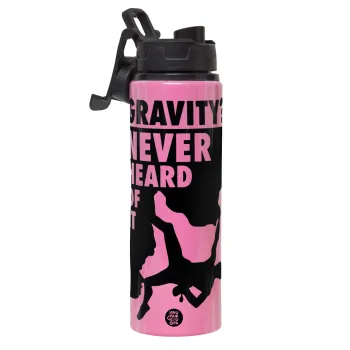 Gravity? Never heard of that!, Μεταλλικό παγούρι νερού με καπάκι ασφαλείας, αλουμινίου 850ml