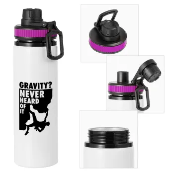 Gravity? Never heard of that!, Μεταλλικό παγούρι νερού με καπάκι ασφαλείας, αλουμινίου 850ml