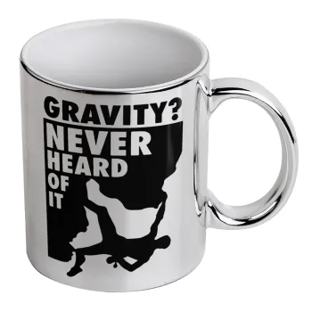 Gravity? Never heard of that!, Κούπα κεραμική, ασημένια καθρέπτης, 330ml