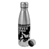 Metallic water bottle, stainless steel, 750ml