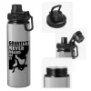 Metallic water bottle with safety cap, 850ml aluminum
