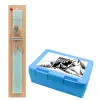 Easter Set, children's snack container BLUE & Easter aromatic flat candle (30cm) (TURQUOISE)