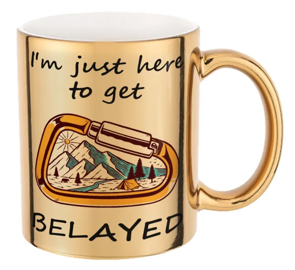I'm just here to get Belayed — Mug ceramic, gold mirror, 330ml