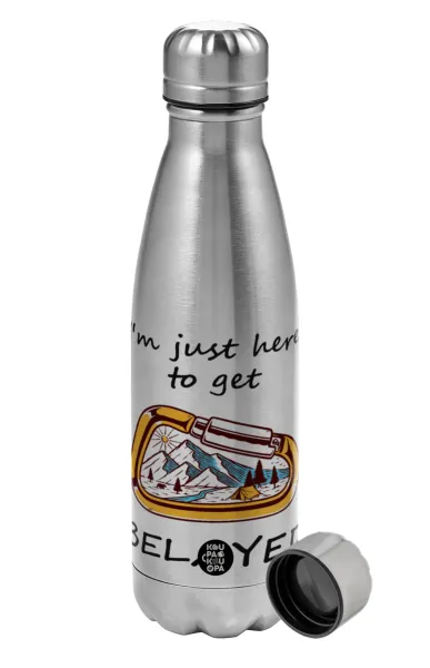 I'm just here to get Belayed — Metallic water bottle, stainless steel, 750ml