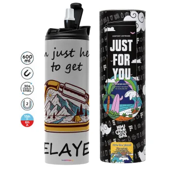 I'm just here to get Belayed, Tumbler ποτήρι θερμό ΓΚΡΙ από ανοξείδωτο ατσάλι 600ml