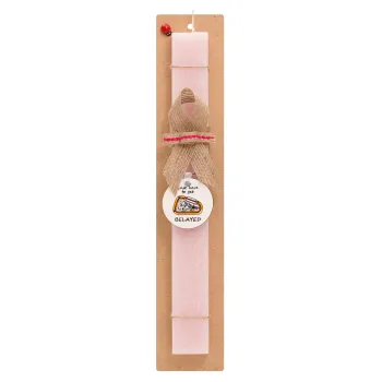 I'm just here to get Belayed, Easter Set, wooden keychain & scented flat Easter candle (30cm) (PINK)