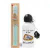 Easter Set, metallic aluminum water bottle (500ml) & scented flat candle (30cm) (TURQUOISE)