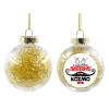 Transparent Christmas tree ball ornament with gold filling 8cm