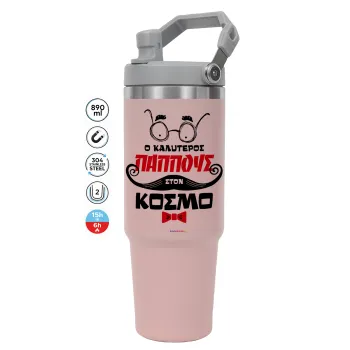 Ο καλύτερος παππούς του κόσμου!, ΡΟΖ Travel Tumbler Θερμός με χερούλι και καλαμάκι 890ml