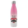 Metal mug thermos Pink/White (Stainless steel), double wall, 500ml