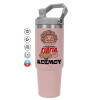 ΡΟΖ Travel Tumbler Θερμός με χερούλι και καλαμάκι 890ml