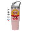 ΡΟΖ Travel Tumbler Θερμός με χερούλι και καλαμάκι 890ml
