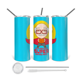 To my best Super Grandpa!, 360 Eco friendly stainless steel tumbler 600ml, with metal straw & cleaning brush