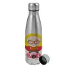 Metallic water bottle, stainless steel, 750ml