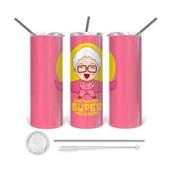 To my best Super Grandma!, Tumbler stainless steel 600ml, with metal straw & cleaning brush