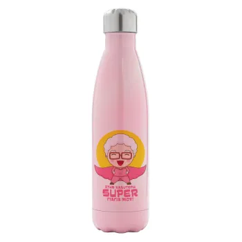 To my best Super Grandma!, Metal mug thermos Pink Iridiscent (Stainless steel), double wall, 500ml