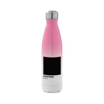 Pantone Black, Metal mug thermos Pink/White (Stainless steel), double wall, 500ml