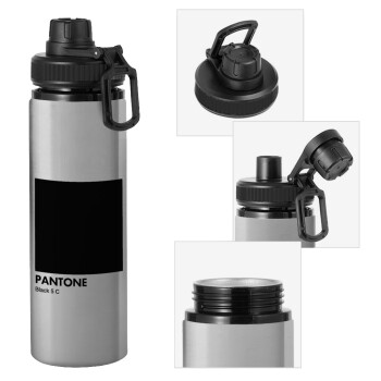 Pantone Black, Μεταλλικό παγούρι νερού με καπάκι ασφαλείας, αλουμινίου 850ml
