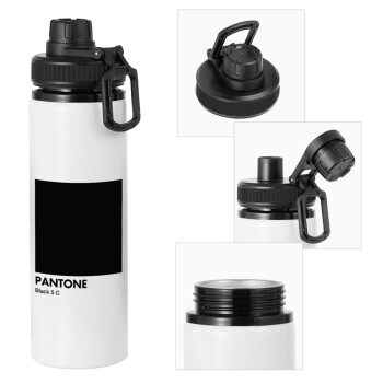 Pantone Black, Metal water bottle with safety cap, aluminum 850ml