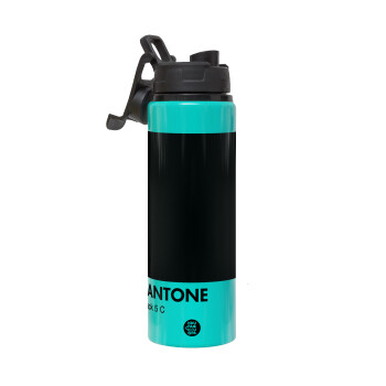 Pantone Black, Μεταλλικό παγούρι νερού με καπάκι ασφαλείας, αλουμινίου 850ml