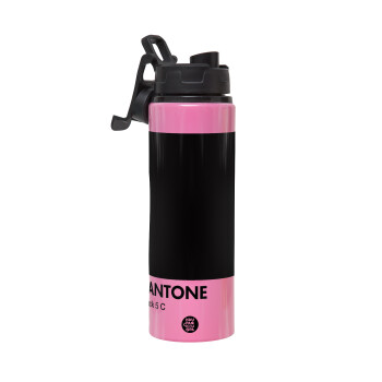 Pantone Black, Μεταλλικό παγούρι νερού με καπάκι ασφαλείας, αλουμινίου 850ml