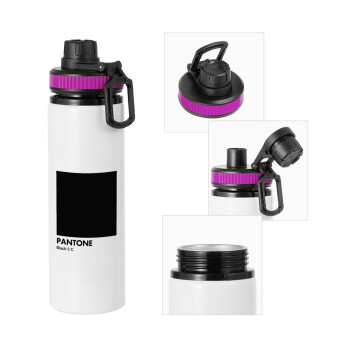 Pantone Black, Μεταλλικό παγούρι νερού με καπάκι ασφαλείας, αλουμινίου 850ml