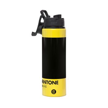 Pantone Black, Μεταλλικό παγούρι νερού με καπάκι ασφαλείας, αλουμινίου 850ml