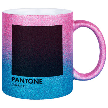 Pantone Black, Κούπα Χρυσή/Μπλε Glitter, κεραμική, 330ml