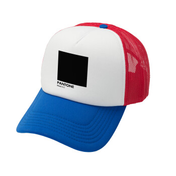 Pantone Black, Καπέλο Soft Trucker με Δίχτυ Red/Blue/White 