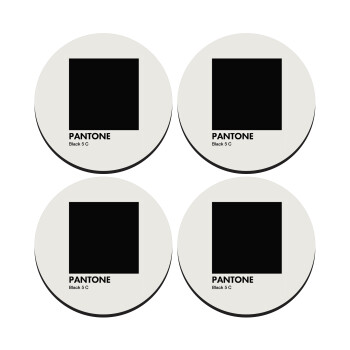 Pantone Black, SET of 4 round wooden coasters (9cm)