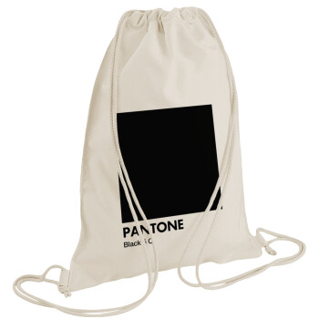 Pantone Black, Τσάντα πλάτης πουγκί GYMBAG natural (28x40cm)