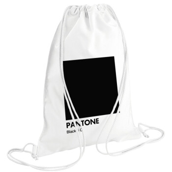 Pantone Black, Τσάντα πλάτης πουγκί GYMBAG λευκή (28x40cm)
