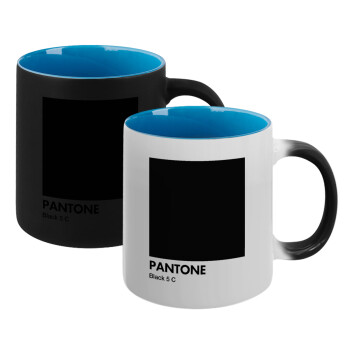 Pantone Black, Κούπα Μαγική εσωτερικό μπλε, κεραμική 330ml που αλλάζει χρώμα με το ζεστό ρόφημα (1 τεμάχιο)