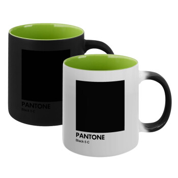 Pantone Black, Κούπα Μαγική εσωτερικό πράσινο, κεραμική 330ml που αλλάζει χρώμα με το ζεστό ρόφημα (1 τεμάχιο)