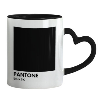 Pantone Black, Κούπα καρδιά χερούλι μαύρη, κεραμική, 330ml