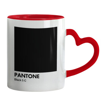 Pantone Black, Mug heart red handle, ceramic, 330ml