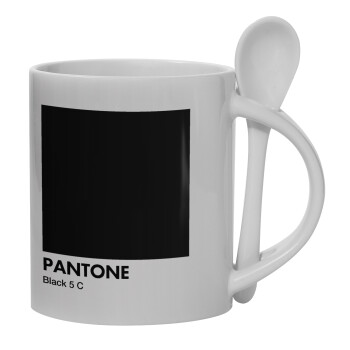 Pantone Black, Κούπα, κεραμική με κουταλάκι, 330ml (1 τεμάχιο)