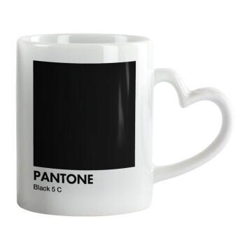 Pantone Black, Κούπα καρδιά χερούλι λευκή, κεραμική, 330ml