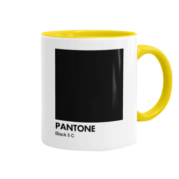 Pantone Black, Κούπα χρωματιστή κίτρινη, κεραμική, 330ml