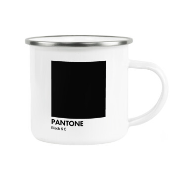 Pantone Black, Metallic enamel cup white 360ml