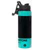 Metallic water bottle with safety lid, 850ml aluminum